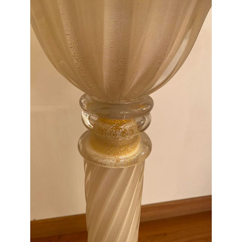 photo for sale 1990s Italian Venetian White And Gold Murano Glass Style Coffee Table