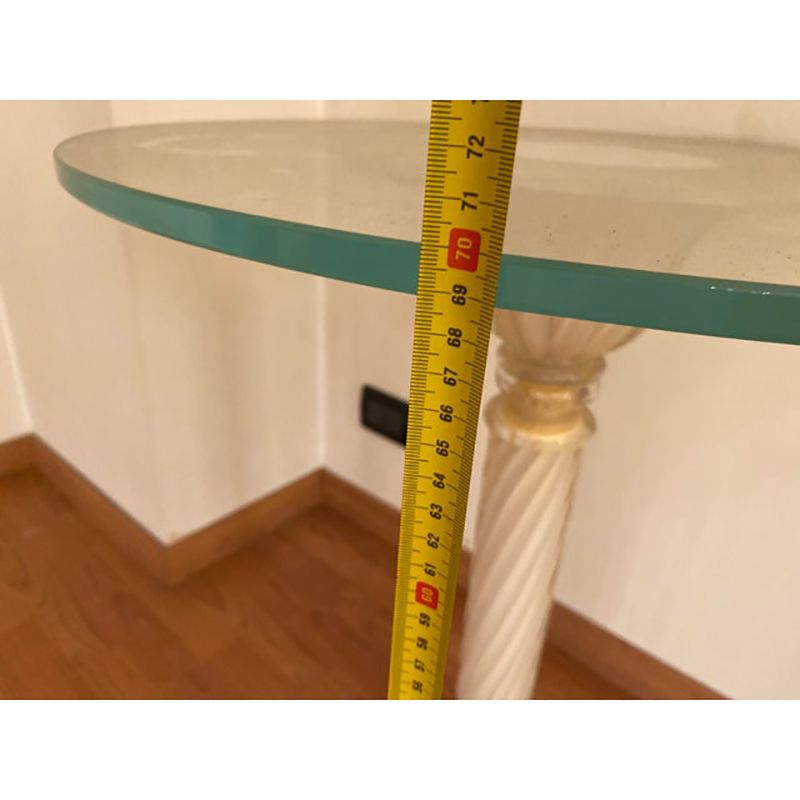 Furniture 1990s Italian Venetian White And Gold Murano Glass Style Coffee Table photo