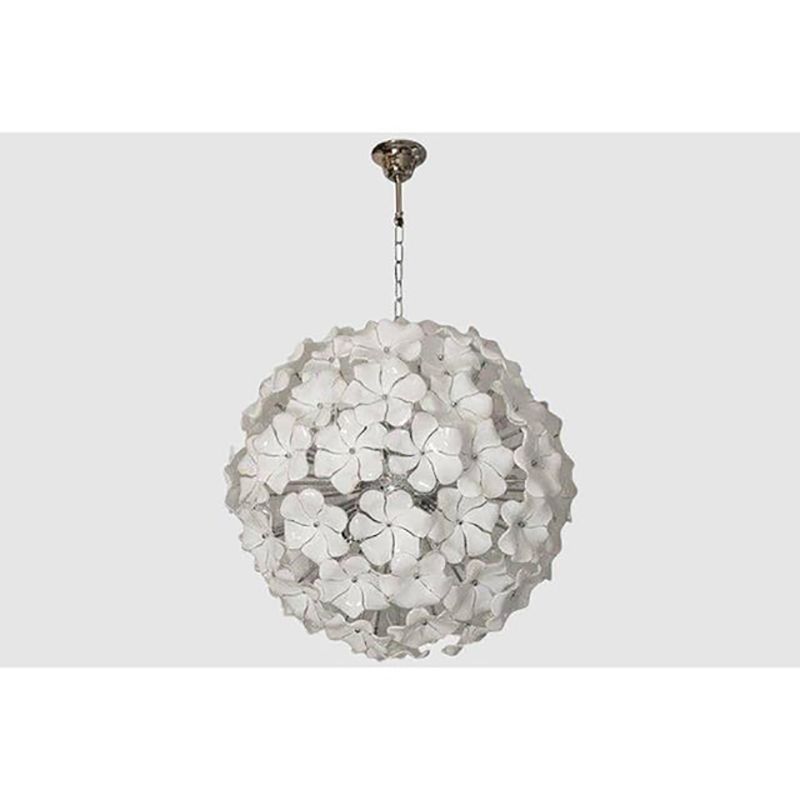 White Lotus Murano Glass Sputnik Chandelier photo furniture