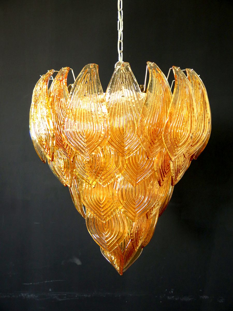 Huge Italian Murano Six Tier Felci Glass Chandelier   Amber Glasses photo buy