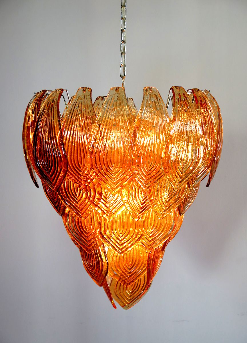 photo furniture Huge Italian Murano Six Tier Felci Glass Chandelier   Amber Glasses