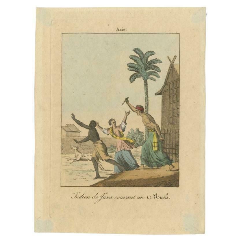 Antique Print Of A Domestic Scene On Java, Indonesia, C.1840 photo furniture
