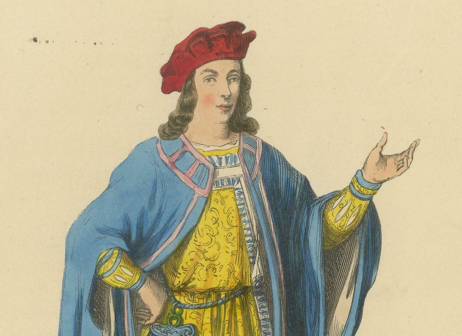 Lord Beaumont In Courtly Attire, Costume Di Moyen Age, 1847 photo Art