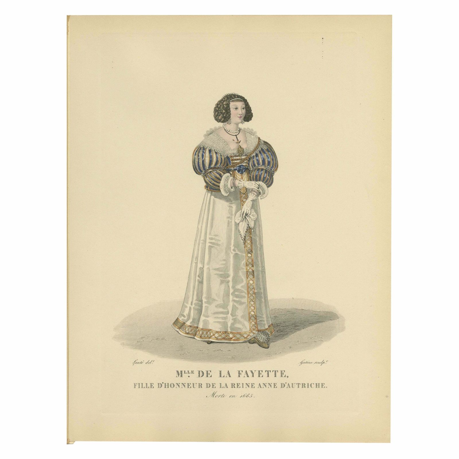 Hand Colored Engraving Of Louise De La Fayette, Madame De La Fayette, 1900