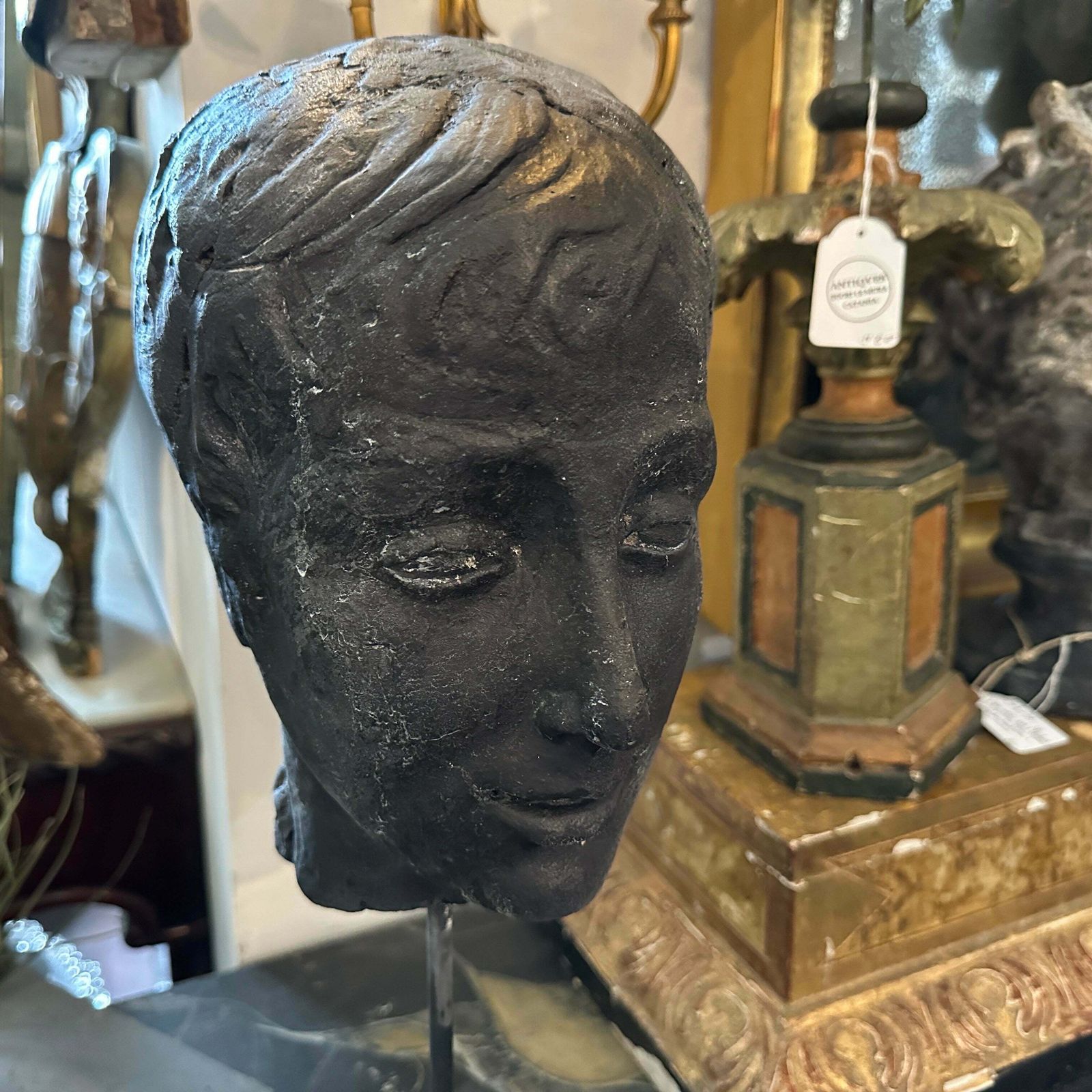 A Late 19th Century Hand Crafted Clay Sicilian Head Of A Young Man photo furniture