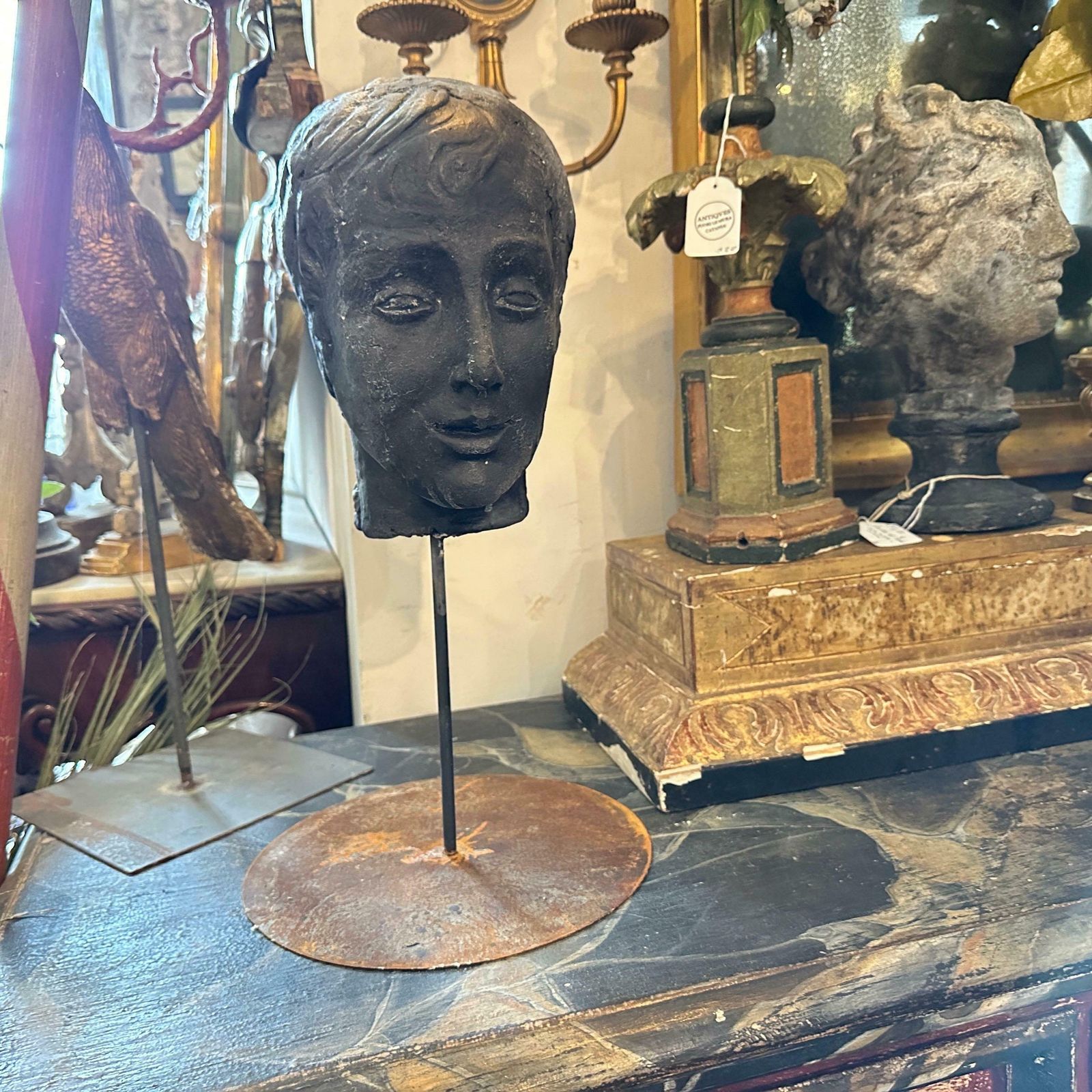A Late 19th Century Hand Crafted Clay Sicilian Head Of A Young Man photo vinterior