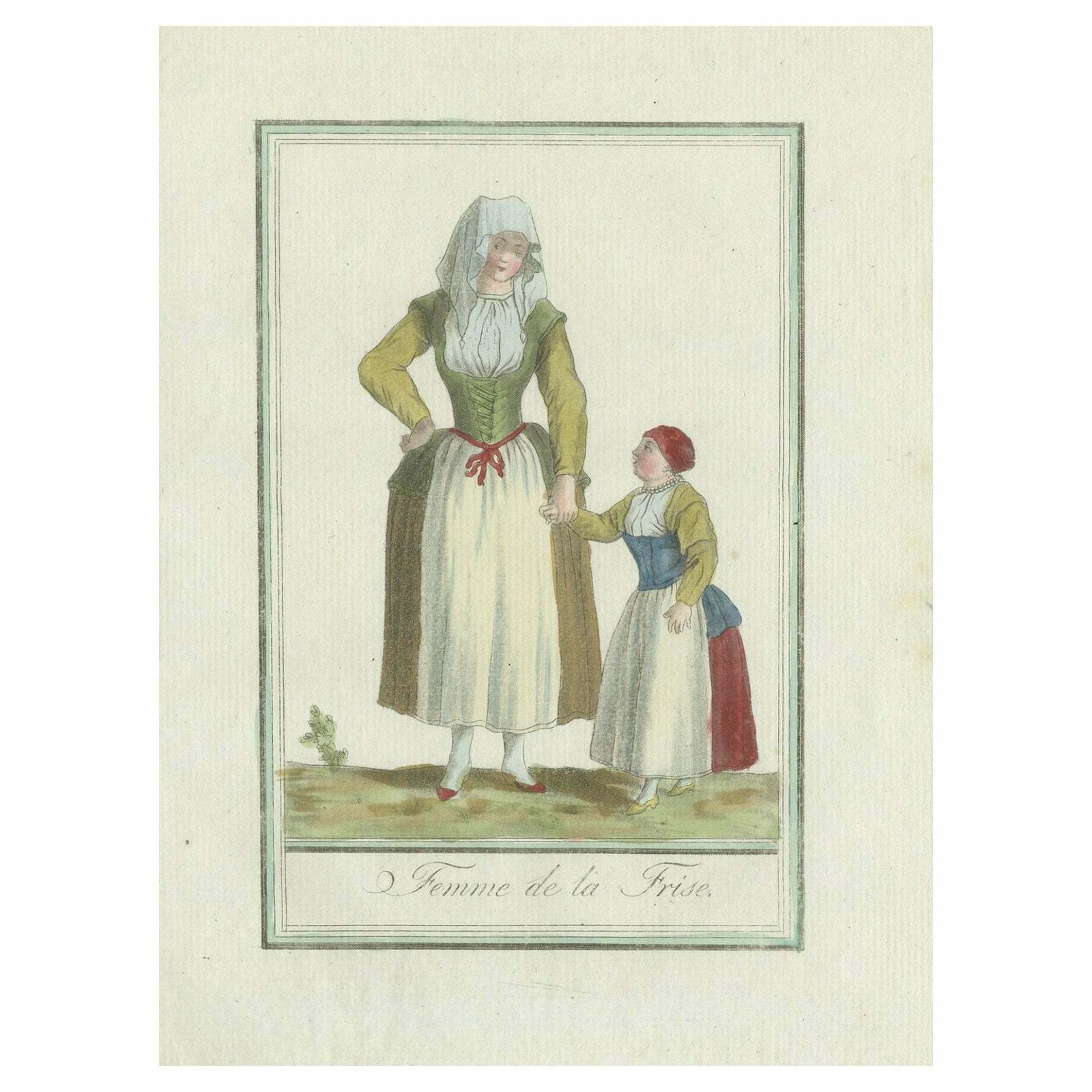 Antique Costume Print Of The Province Of Friesland In The Netherlands, C.1797