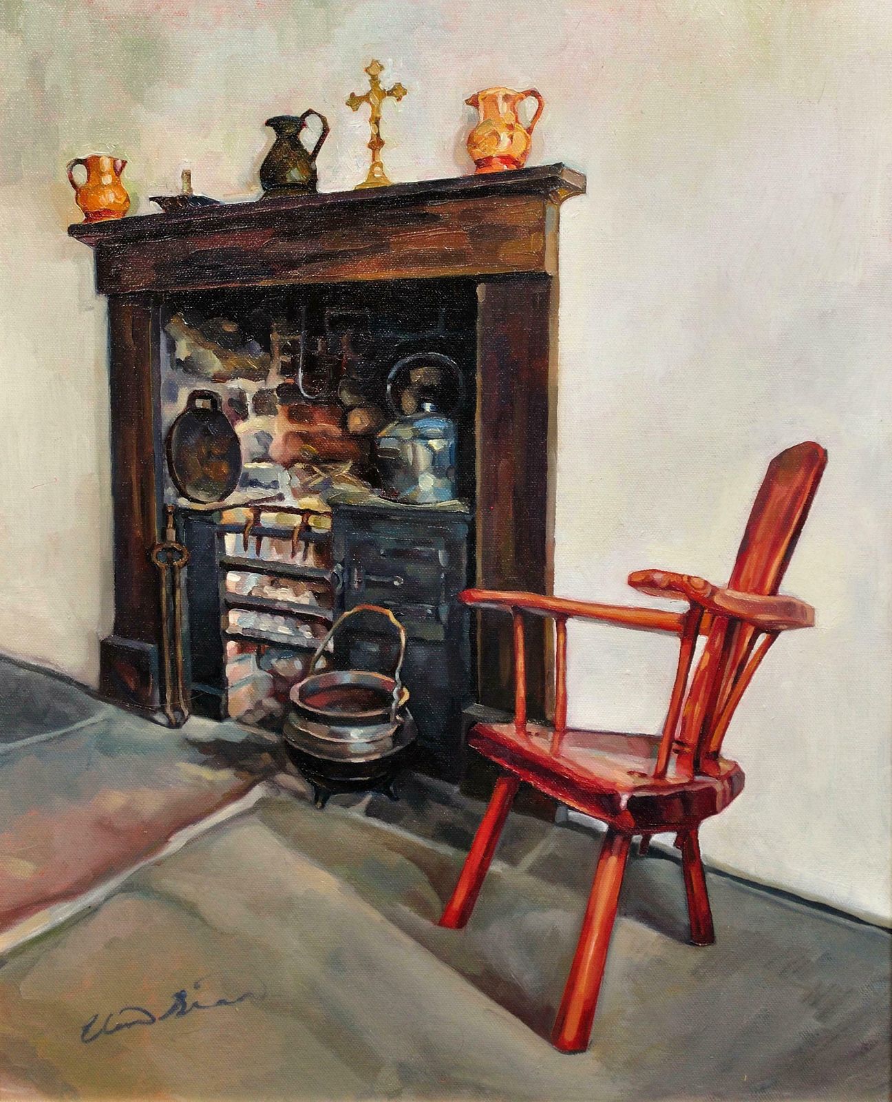 Elin Sian Blake Ty Nain (Grandma’s House). A Welsh Cottage Interior. Hearth. Cast Iron Oven. photo furniture