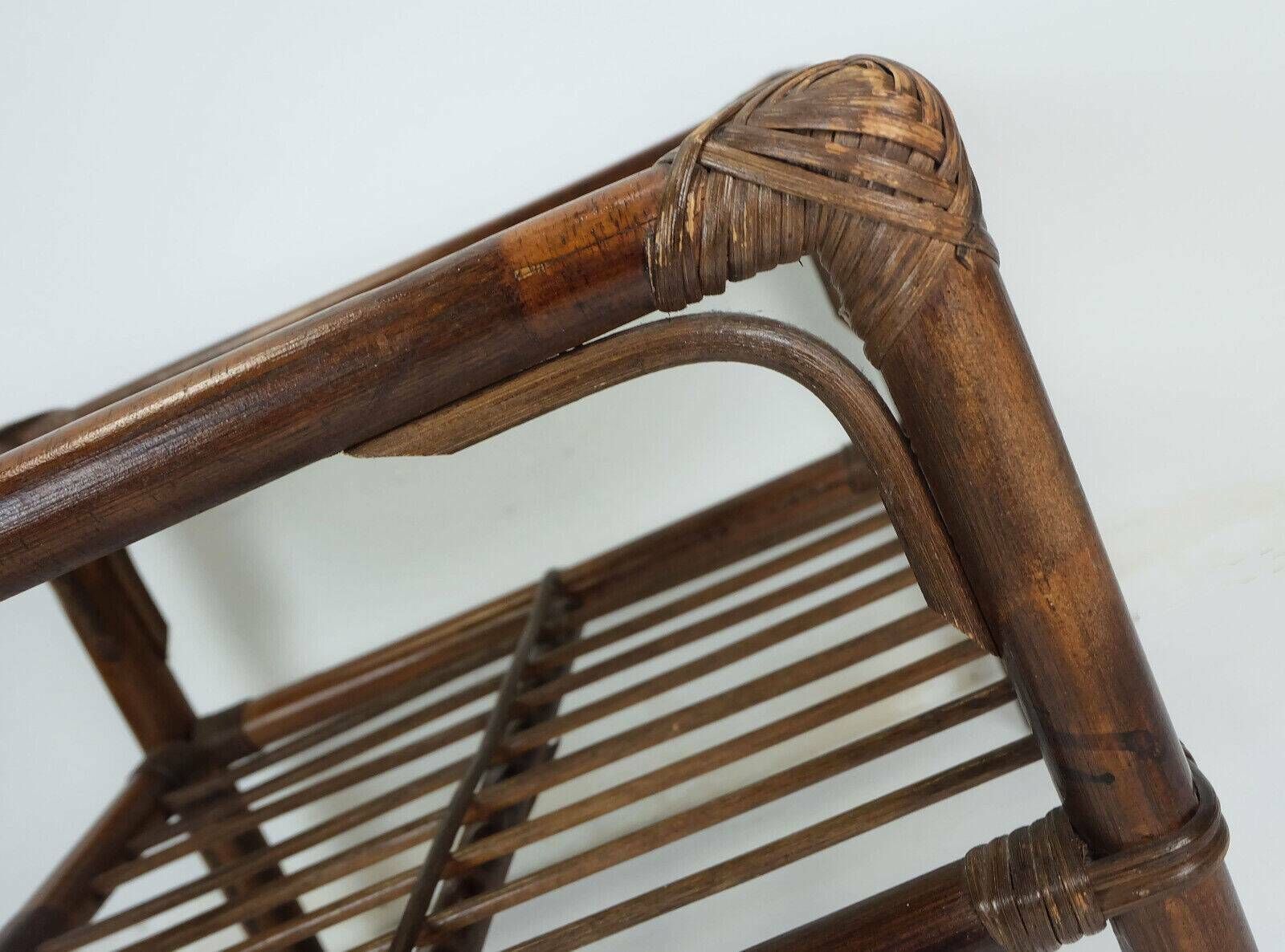 1970s Mid Century Side Table Coffee Table Bamboo Wicker Glass photo 423.4125
