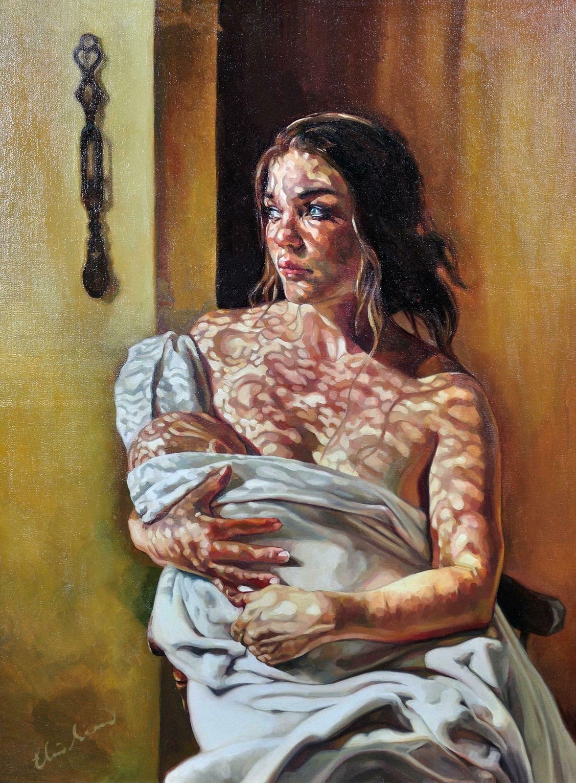 Elin Sian Blake. First Light. Mother & Baby. Welsh Blanket. Love Spoon. Maternal Love. photo furniture