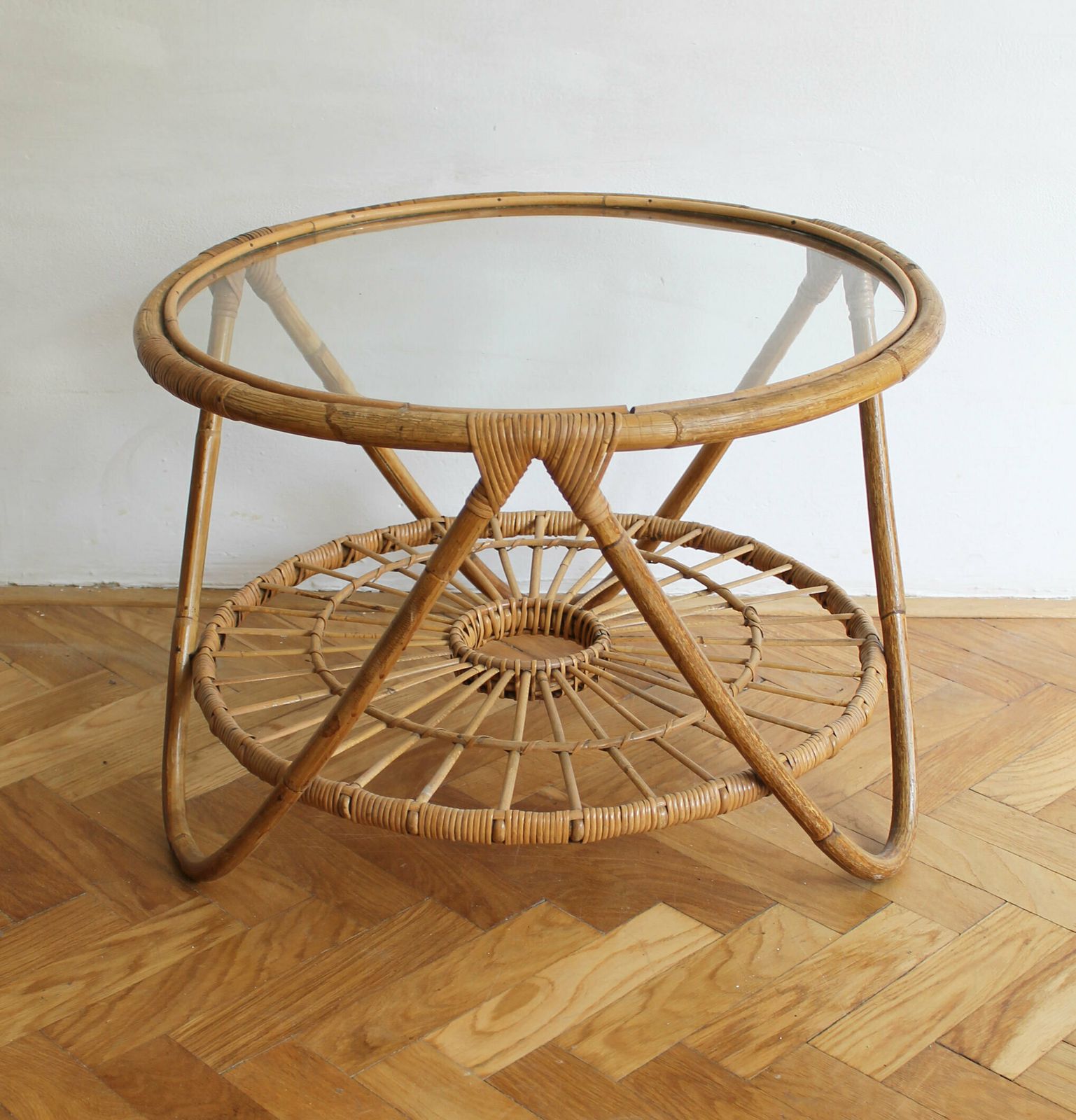 1960's Set Of Four Rattan Armchairs And Side Table By Jaroslav Prochazka For Uluv photo furniture