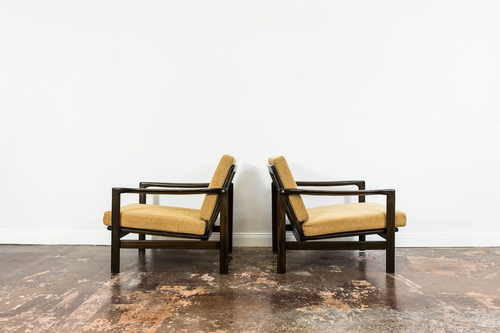 Pair Of Orange Restored Mid Century Armchairs By Zenon Bączyk, 1960's photo buy