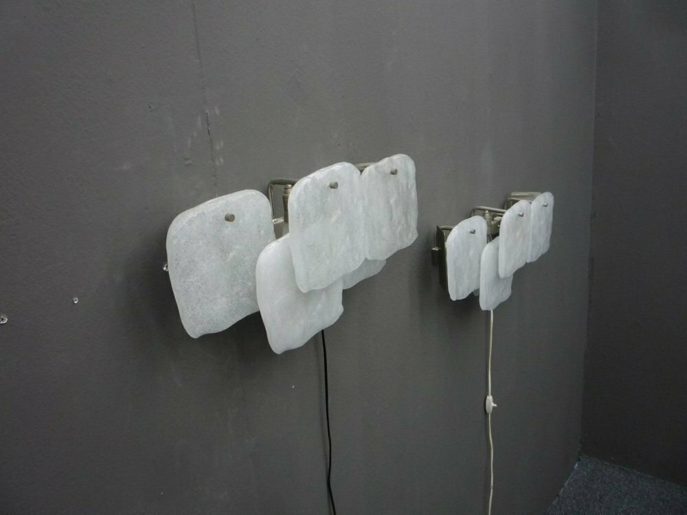 Large Space Age Glass Wall Lamps By Jt Kalmar For Kalmar Franken Kg, 1960s, Set Of 2 photo for sale