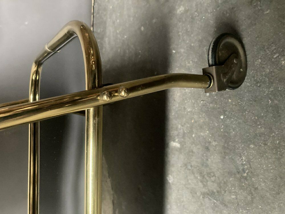 Brass And Tainted Glass Serving Trolley, 1960s photo for sale