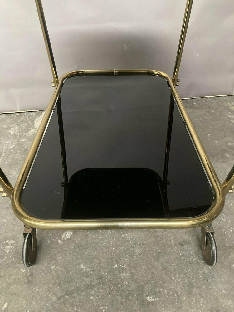 Brass And Tainted Glass Serving Trolley, 1960s photo 876.0