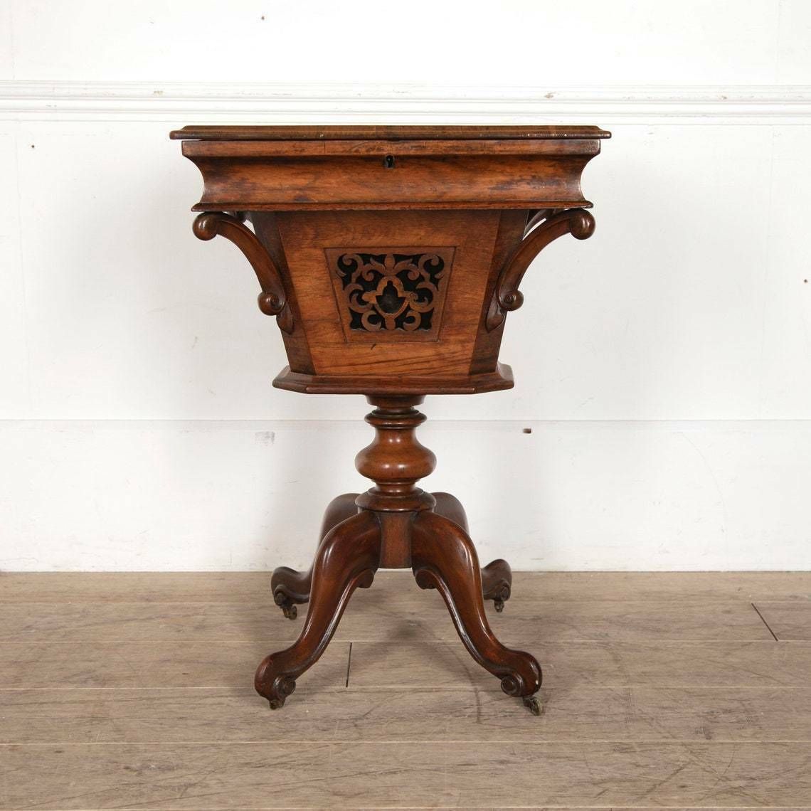 Exceptional Antique C19th English Walnut Sewing Table photo furniture