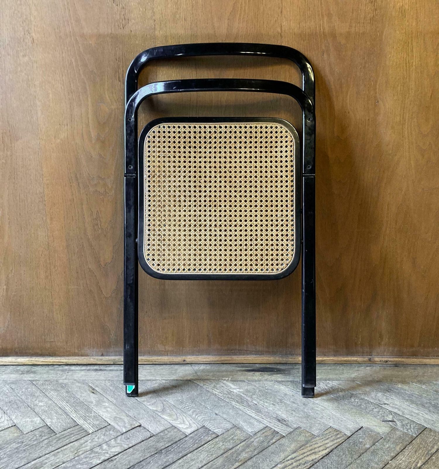 Mid Century Modern Folding Chairs Viennese Straw By G. Cattelan, Italy 1970s photo vintage