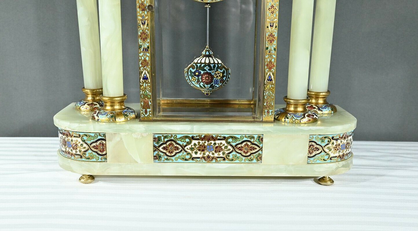Home Decor Onyx And Enamel Column Clock, Napoleon III – Mid 19th Century photo