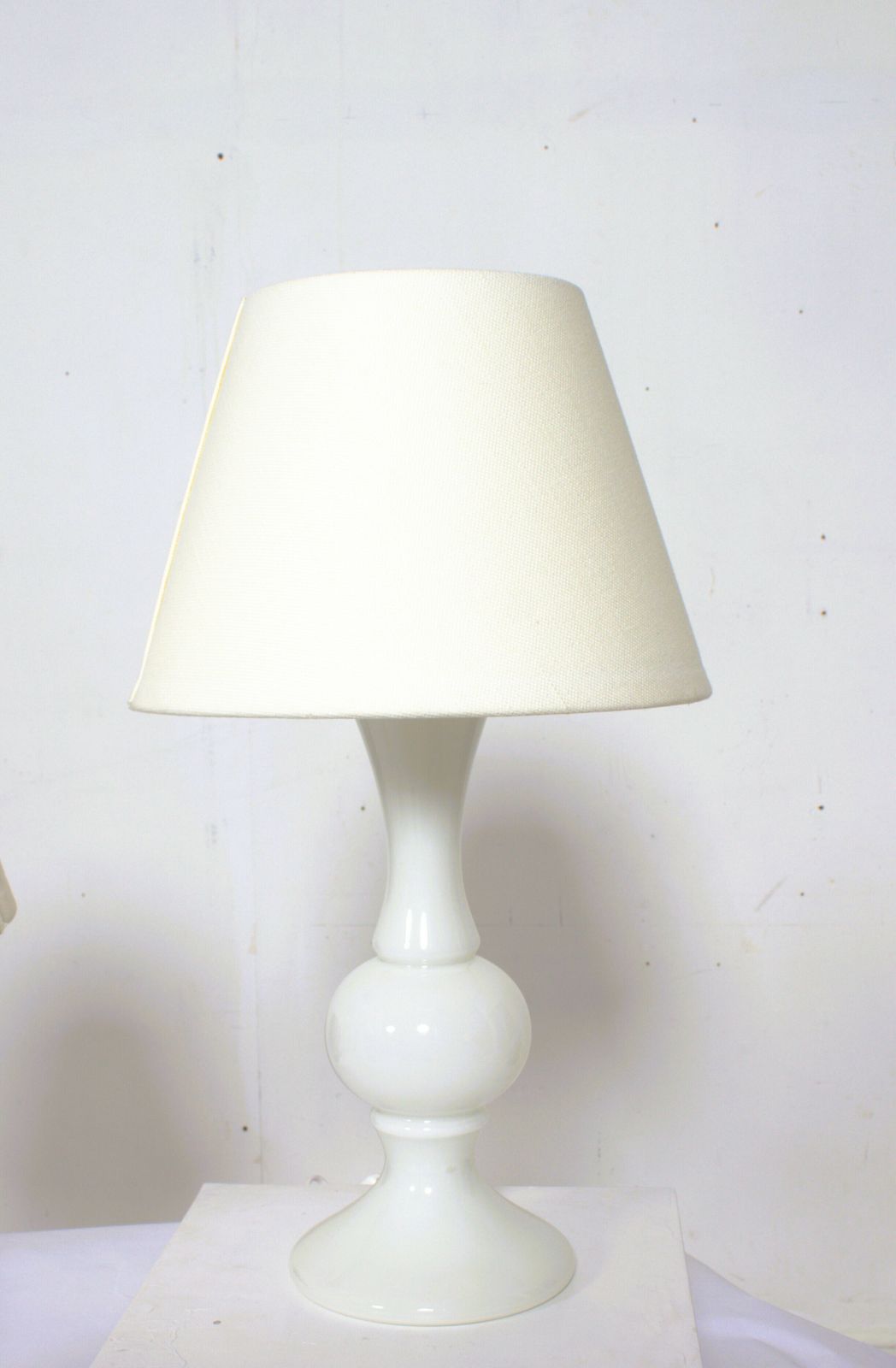 Pair Of White Glass Lamps By Luxus Lighting, Sweden, 1980 photo 540.0
