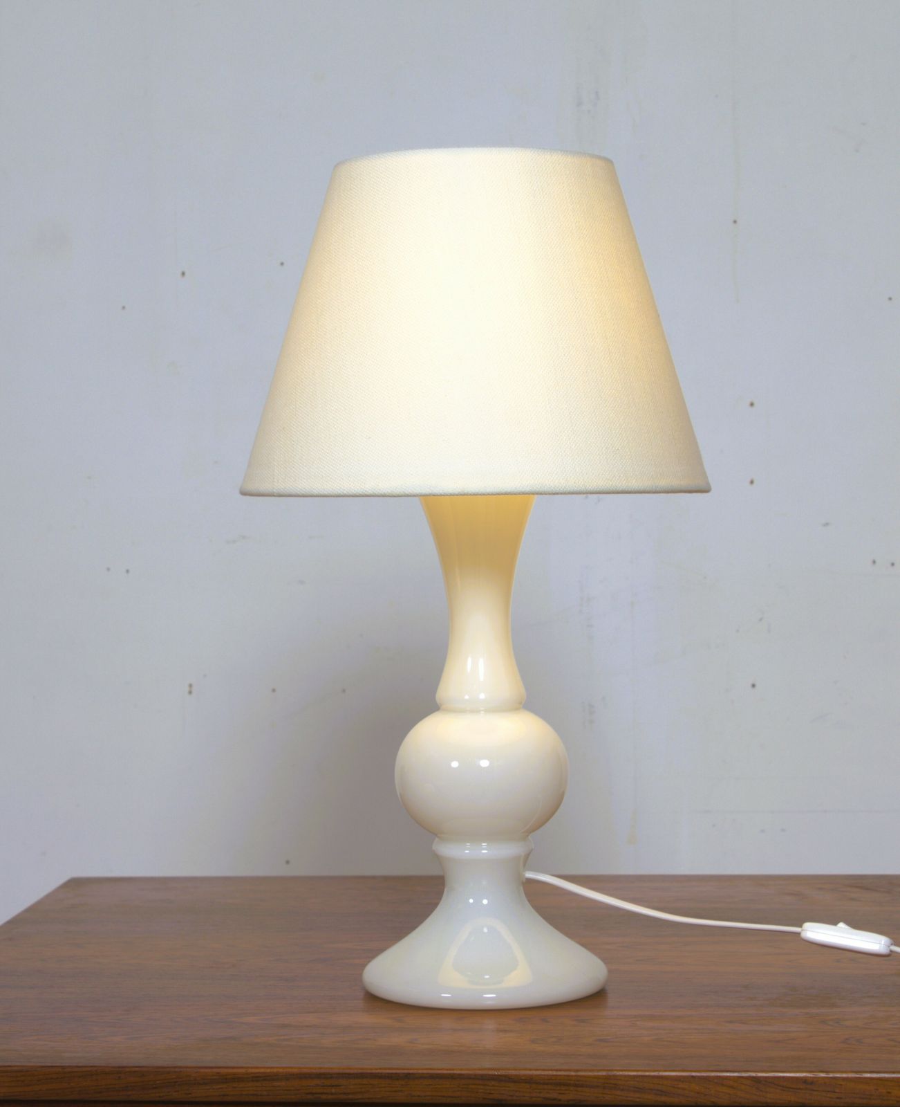 Pair Of White Glass Lamps By Luxus Lighting, Sweden, 1980 photo vinterior
