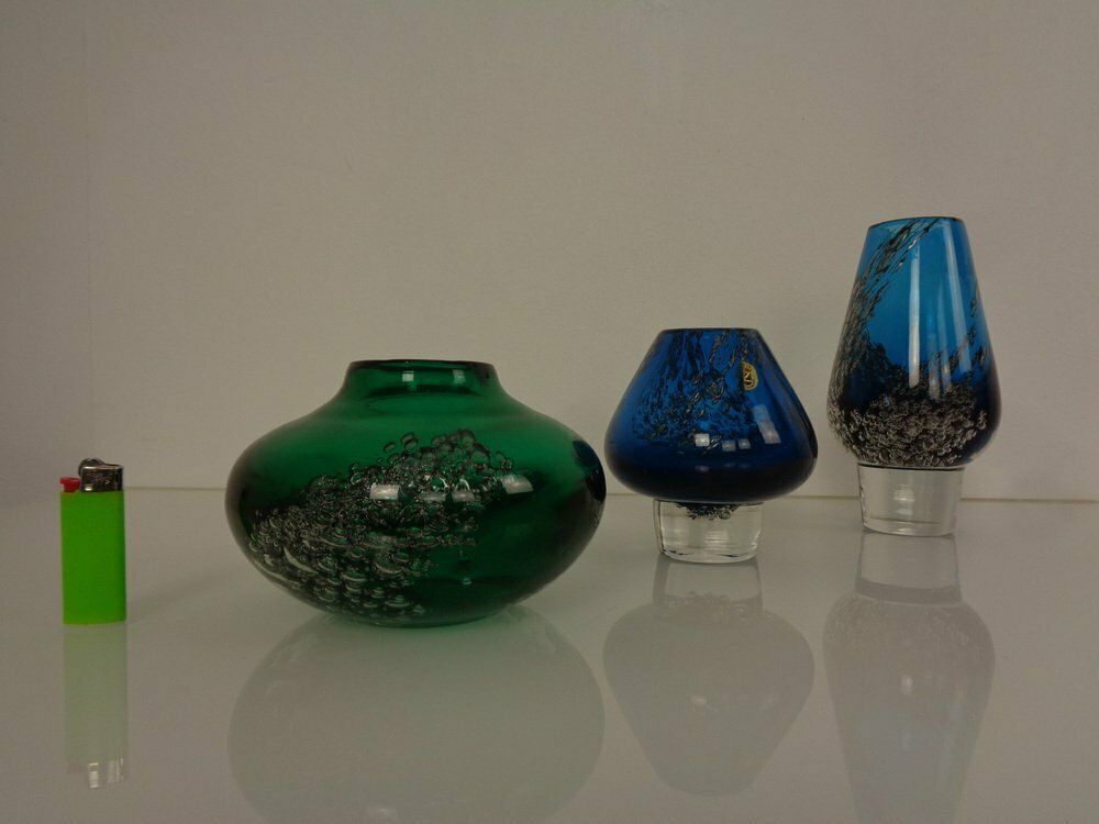 Florida Glass Vases By Heinrich Löffelhardt For Zwiesel, Germany, 1970s, Set Of 3 photo for sale