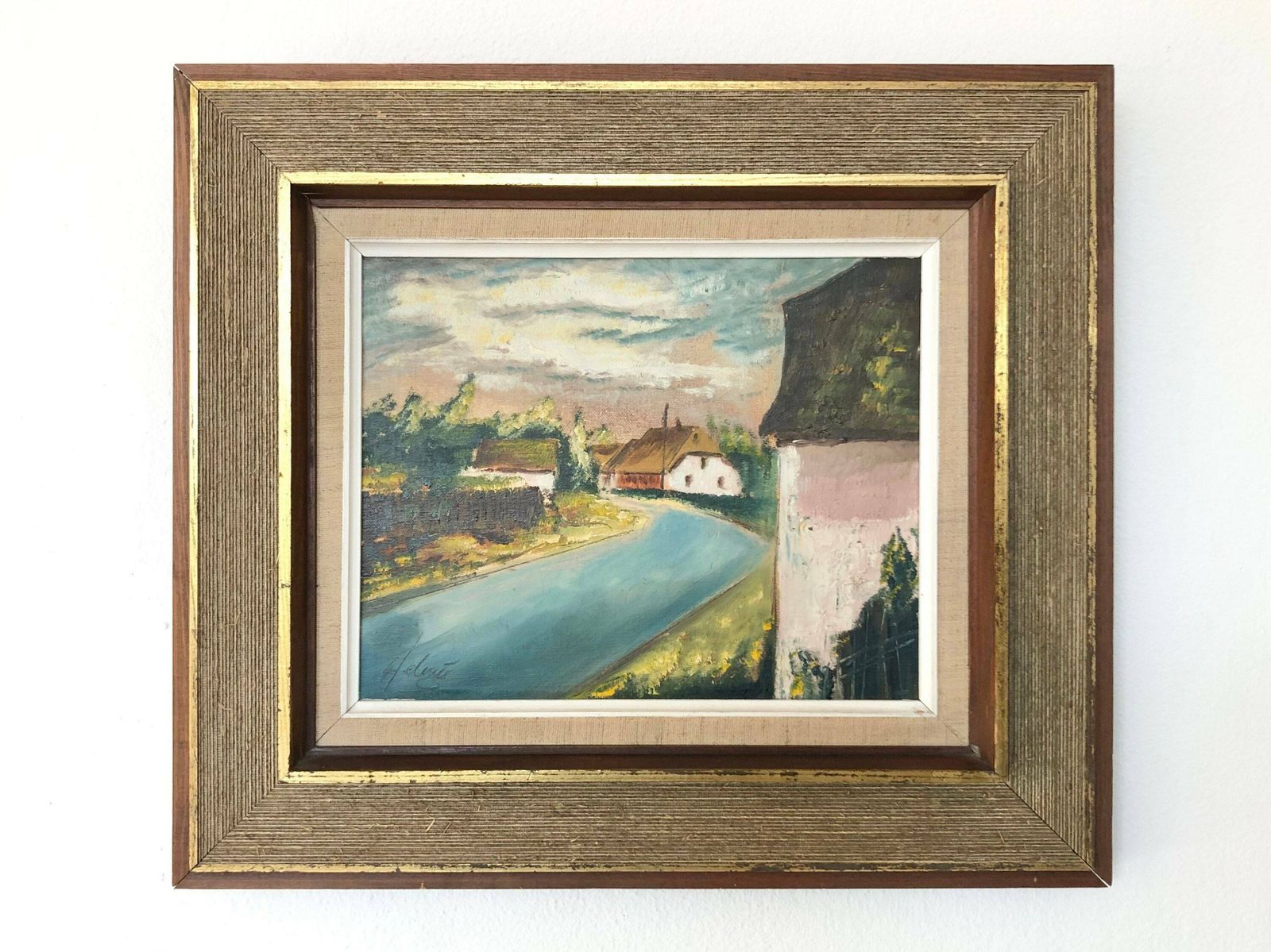 Original Danish Vintage Signed Painting From 1973 With Motive From Bønnerup, Northern Jutland