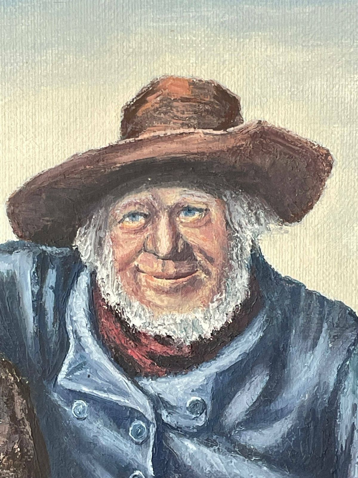 Original Danish Vintage Painting From 1976 By Villy Nielsen With Motive Of Two Fishermen   Copy Of Michael Ancher Lithograph photo buy