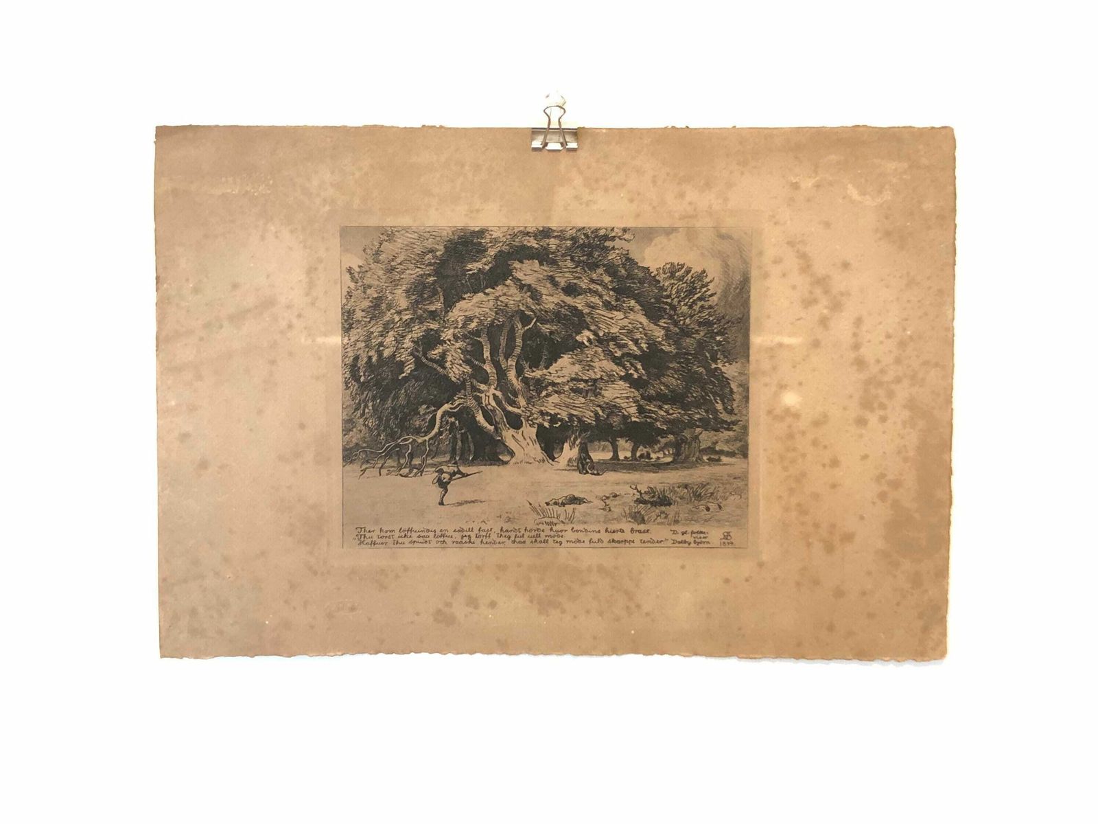 Antique Danish Etching From 1899 By Niels Skovgaard With Forest Motive From The Saga Of “Dalby Bjørn” photo furniture