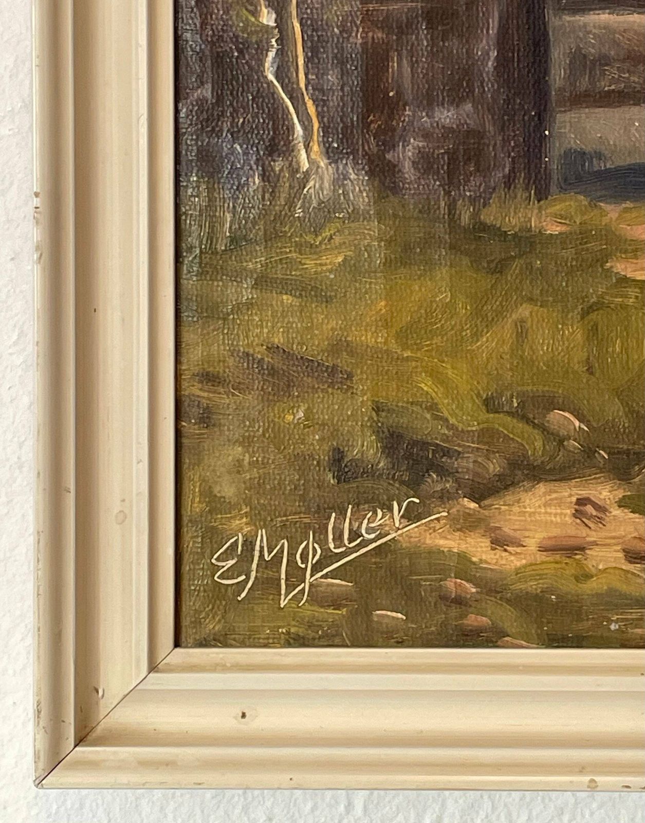 Beautiful Danish Vintage Oil Painting With Naturalistic Motive With Castle Entrance   Signed E. Møller photo 229.0