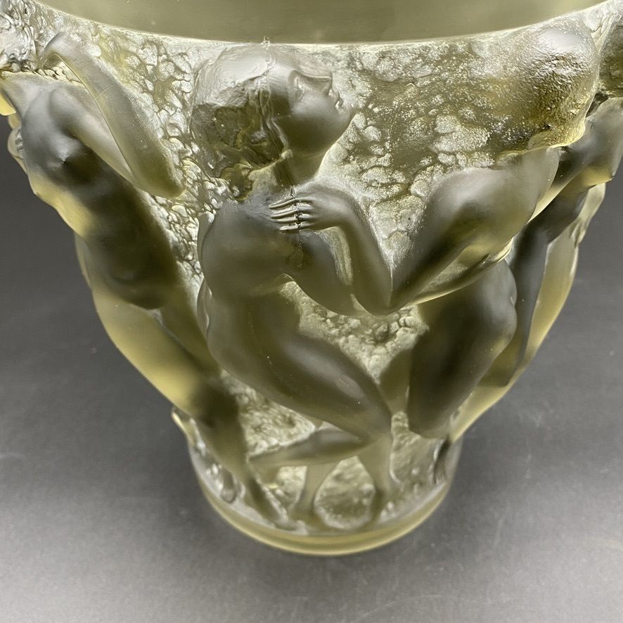 One R.Lalique Bacchantes Vase In Grey And White Patinated Glass. photo 22000.0