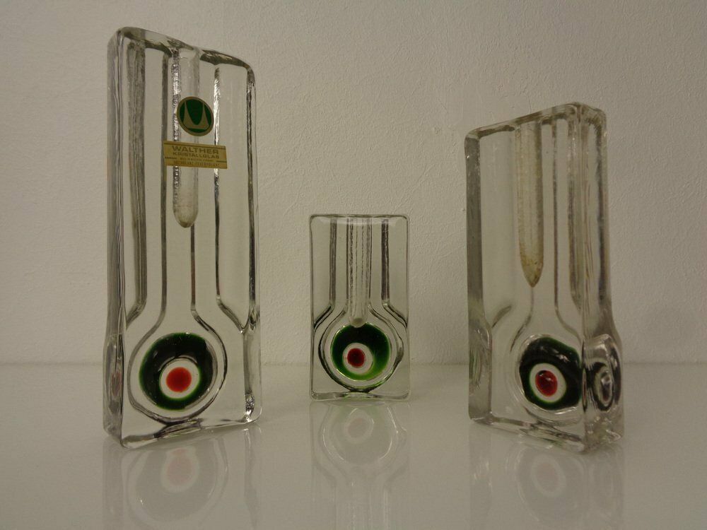 Pop Art Glass Vases By H. Düsterhaus For Walther, Germany, 1960s, Set Of 3