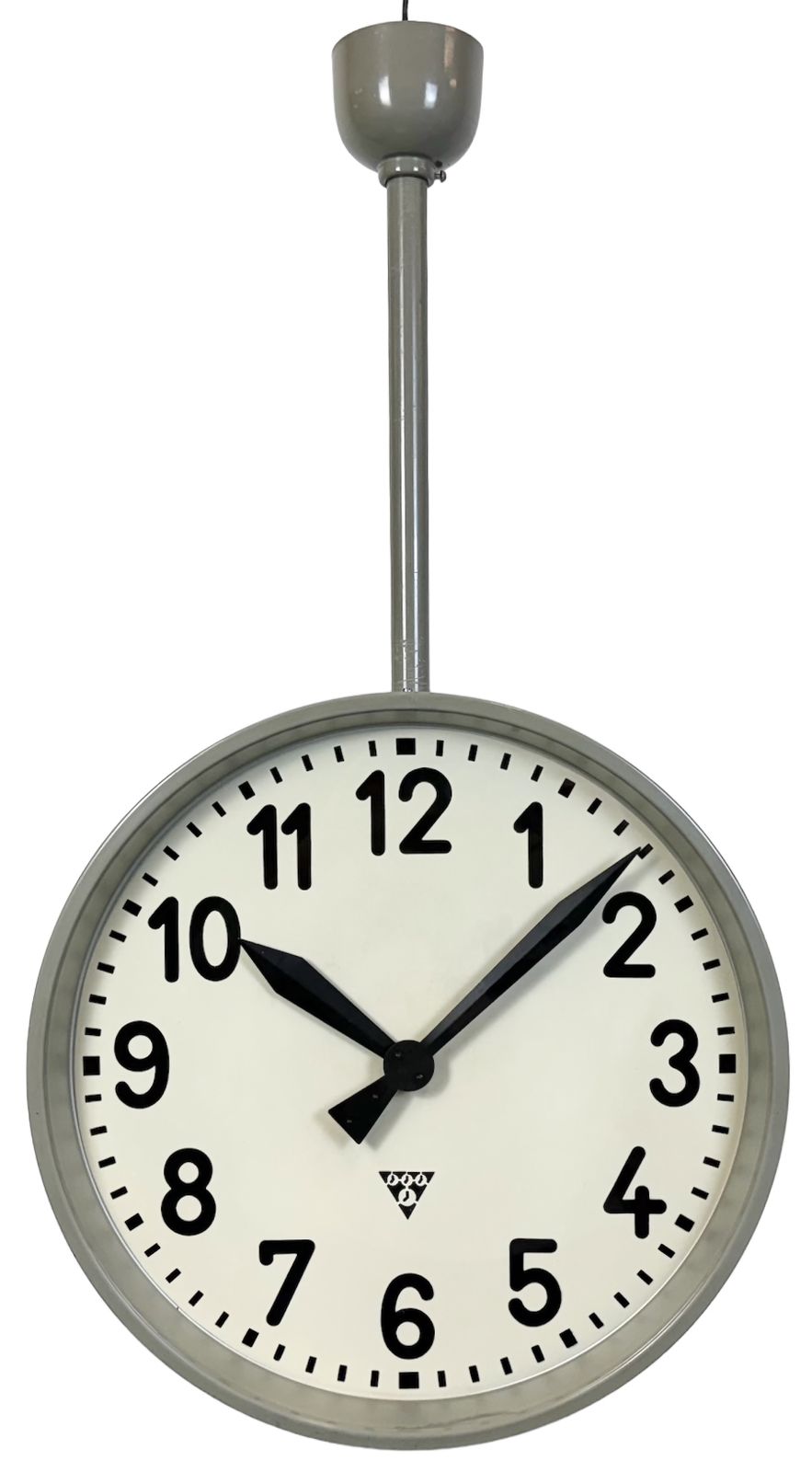Large Industrial Double Sided Railway Or Factory Clock From Pragotron, 1950s, 4x