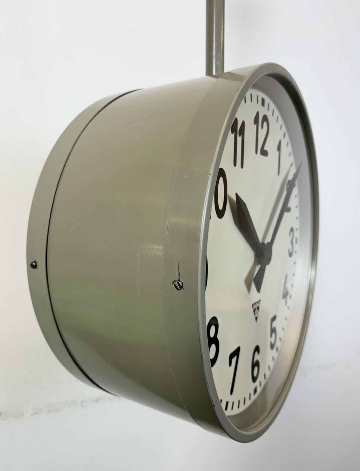 Large Industrial Double Sided Railway Or Factory Clock From Pragotron, 1950s, 4x photo for sale