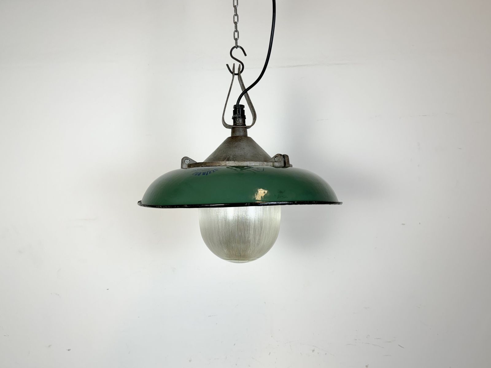 Industrial Green Enamel Factory Pendant Lamp In Cast Iron, 1960s photo furniture