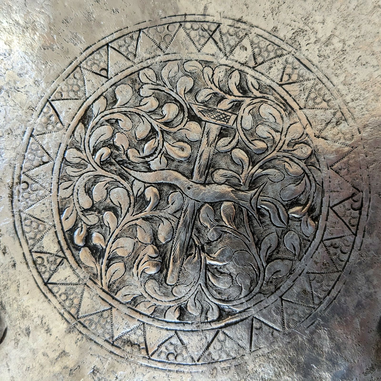 Antique Islamic Malay Large Silver Bowl With Delicately Engraved Relief Decoration photo vintage