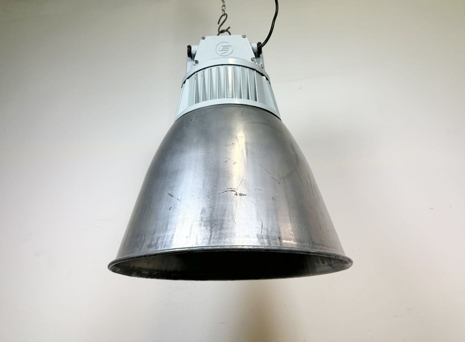 photo for sale Vintage Silver  Factory Pendant Lamp From Elektrosvit, 1960s, 2x