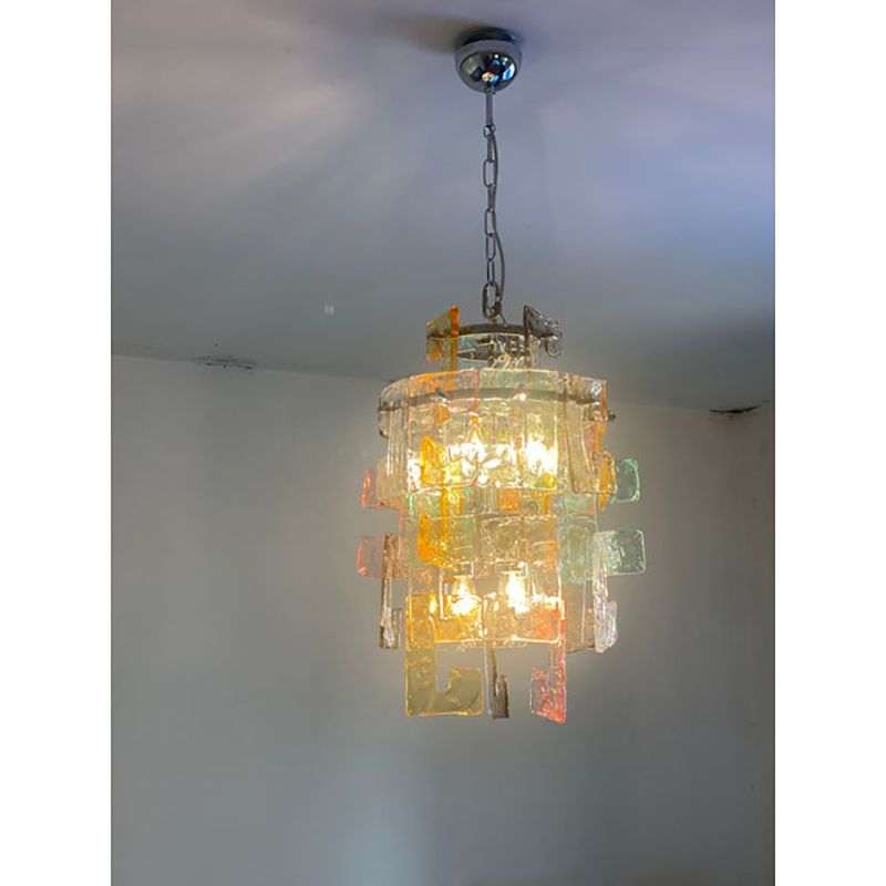 Contemporary Multicolors “Handmade C” Chandelier Murano Glass Style In Venini Style photo for sale