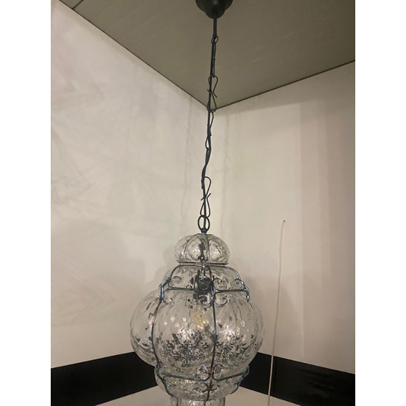 Italian Style Murano Glass Pendant In Transparent photo furniture