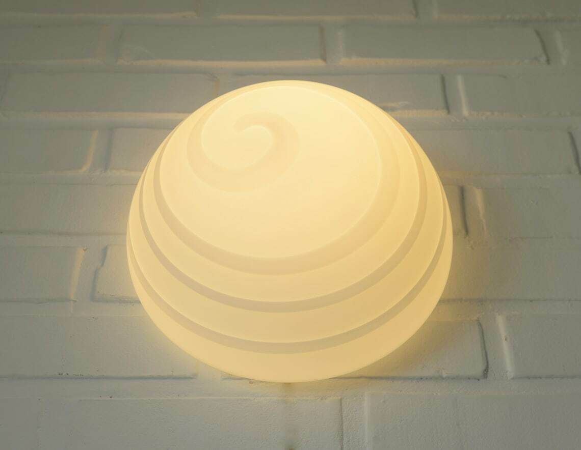 Vintage Sconces / Set Of 2 / White Milky Glass / Eclectic Swirl Glass / Large Wall Lamps / Flush Mount / Mushroom Lamps / Ceiling Lights photo for sale