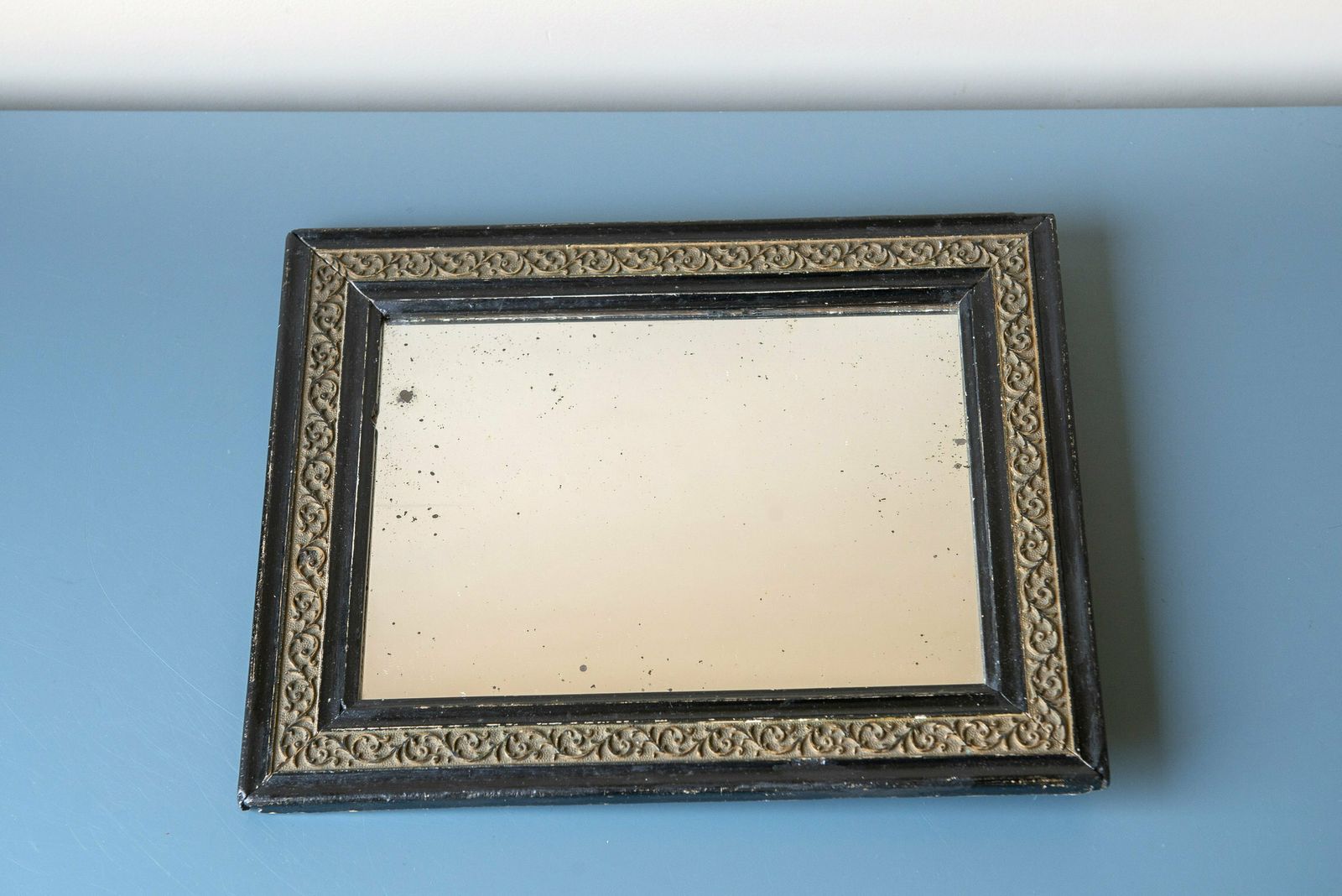 photo furniture Antique French Mirror With Carved Wooden Frame, Small Decorative Mirror, Distressed Old Wall Mirror, Farmhouse Decor