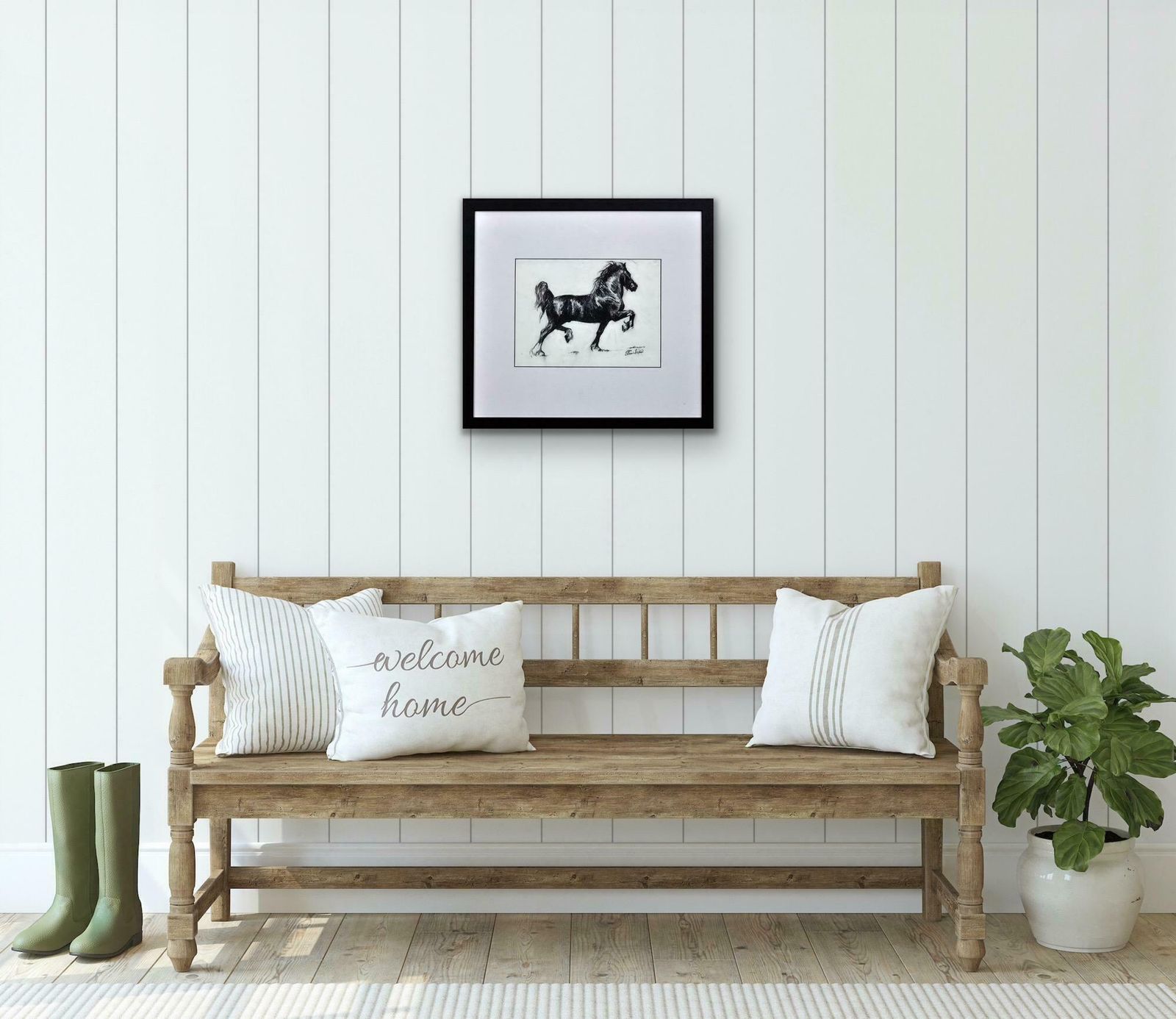 photo furniture Elin Sian Blake Black Welsh Cob. Wales Native Heritage Horse Breed Society.