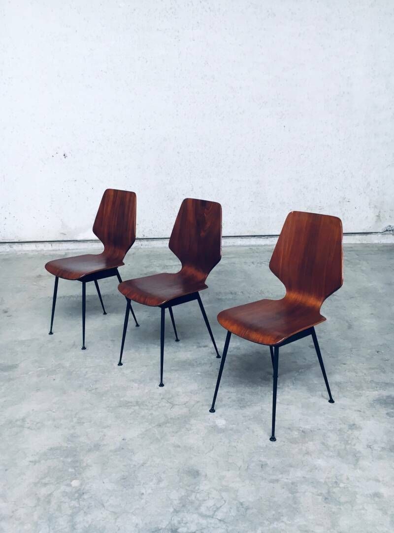 Midcentury Modern Design Plywood Side Chairs Attributed To Carlo Ratti For Legni Curvati, Italy 1950's photo for sale