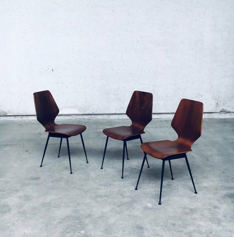 Midcentury Modern Design Plywood Side Chairs Attributed To Carlo Ratti For Legni Curvati, Italy 1950's photo Furniture