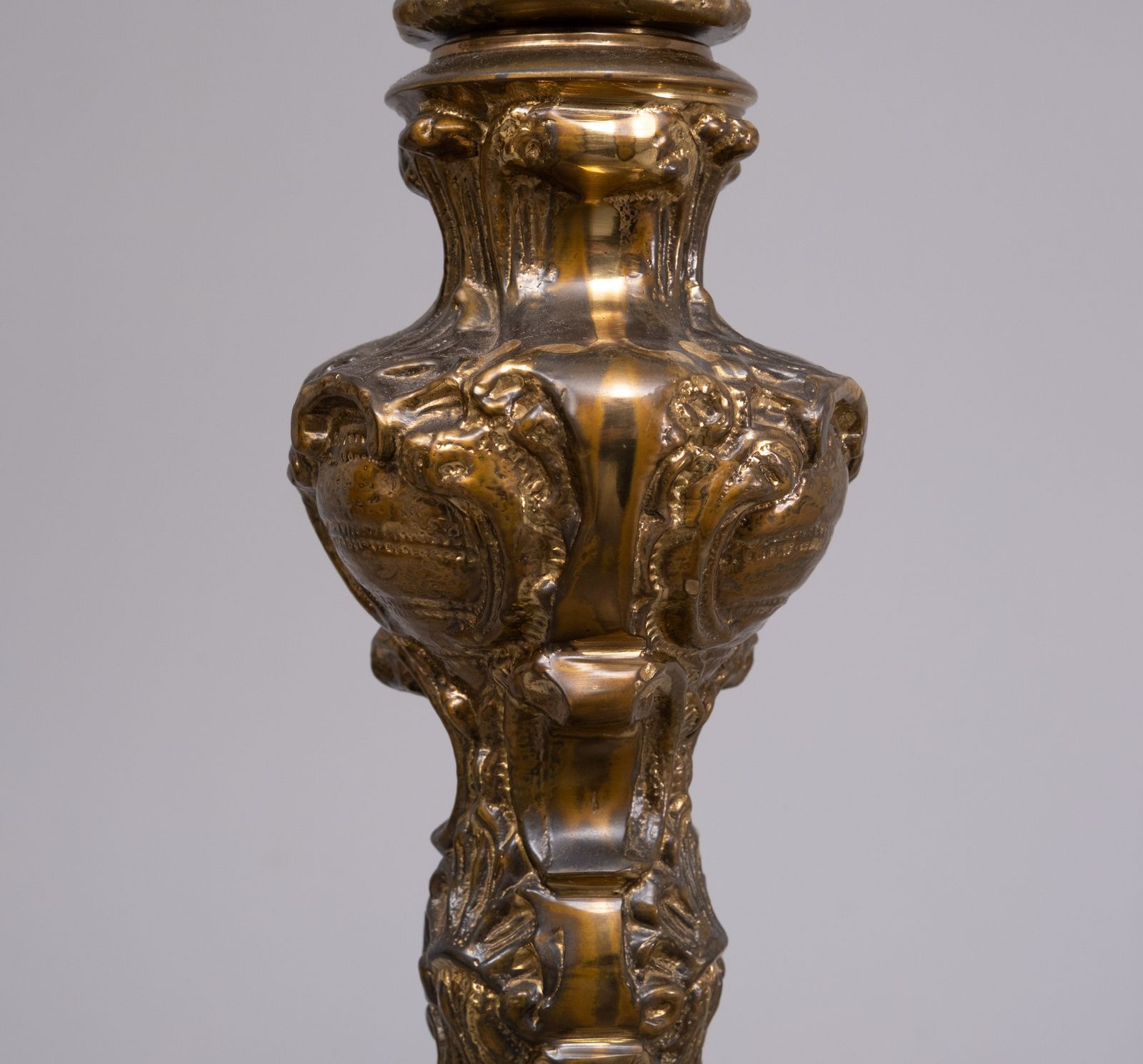 Baroque Revival Solid Brass Floor Lamp France 1950s photo vintage