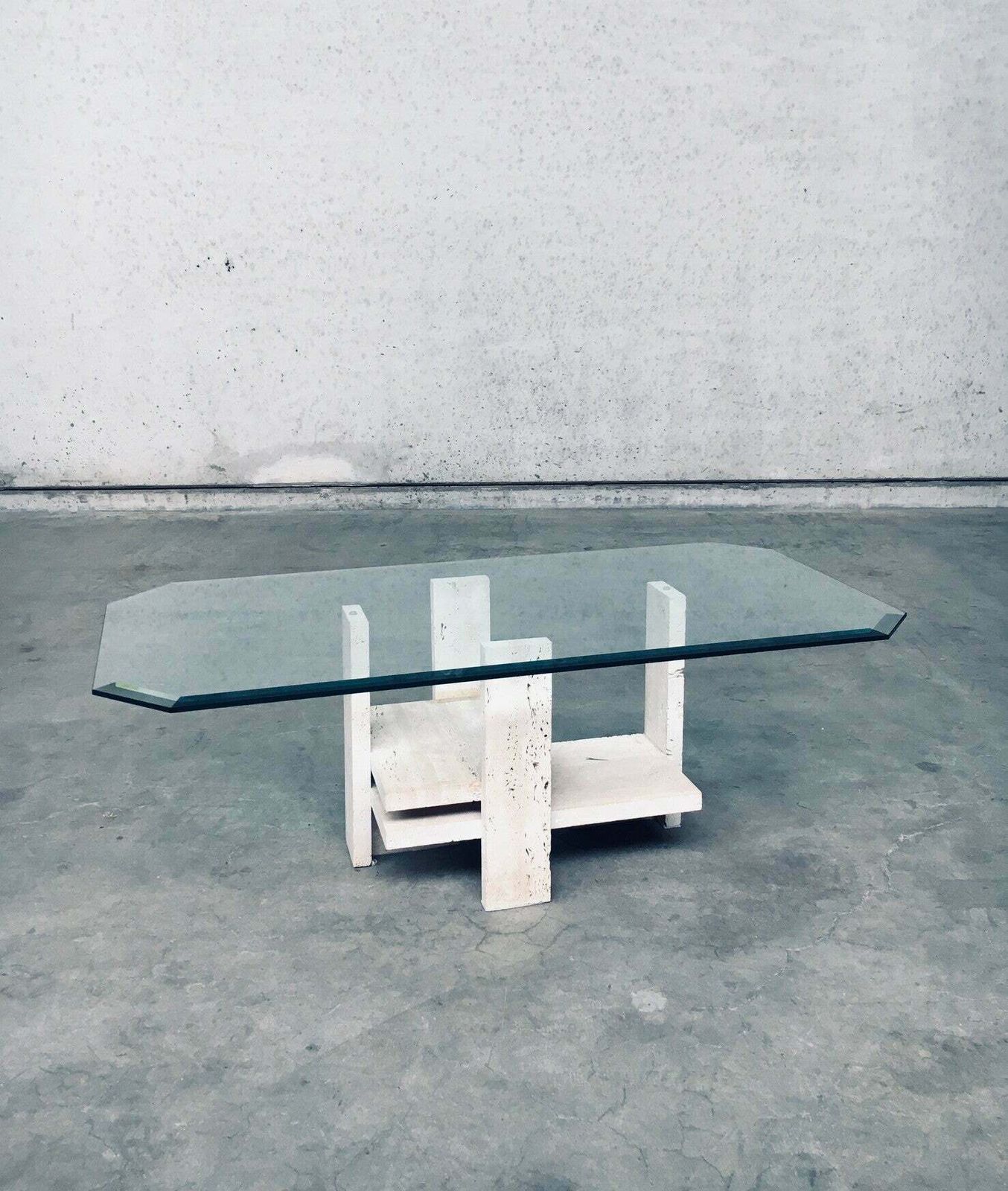 Brutalist Design Travertine Coffee Table By Willy Ballez, Belgium 1970's photo furniture