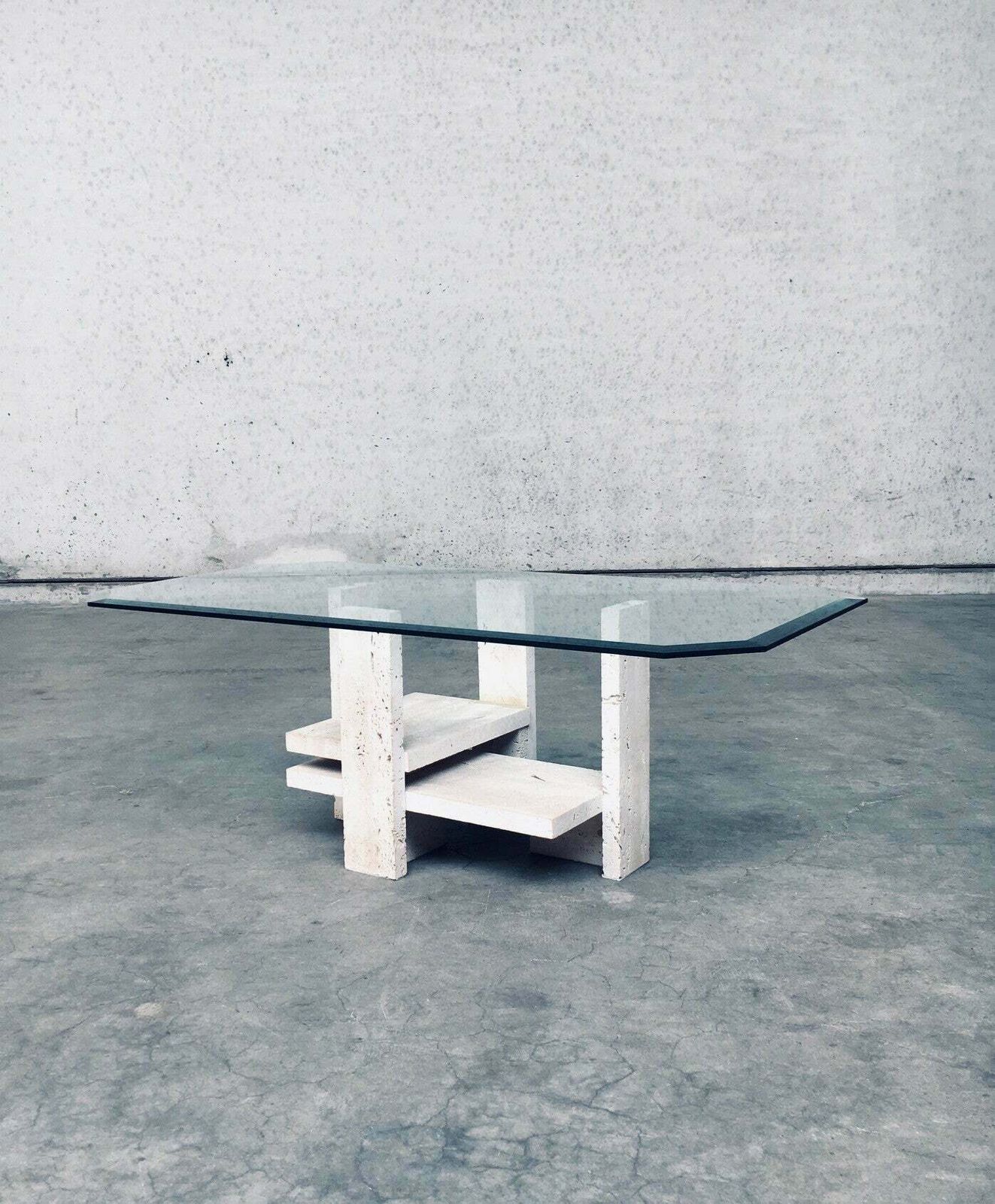 Brutalist Design Travertine Coffee Table By Willy Ballez, Belgium 1970's photo 900.0