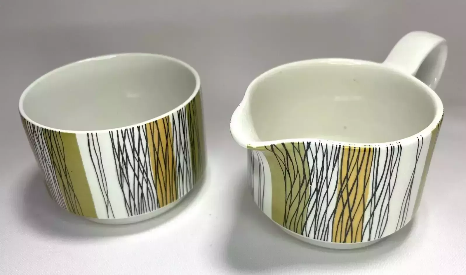 Vintage 1960s Midwinter Pottery Sienna Stripe 12 Piece Coffee Set Jessie Tait Design, 'Fine' Shape photo Home Decor