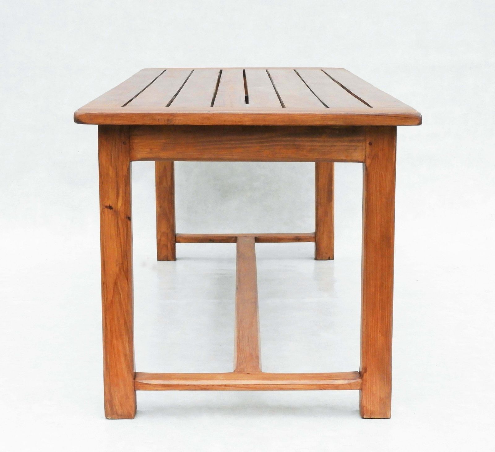 Vintage French Provincial Slatted Pine Outdoor Dining Tables (Seats 8) 2 Available photo vintage