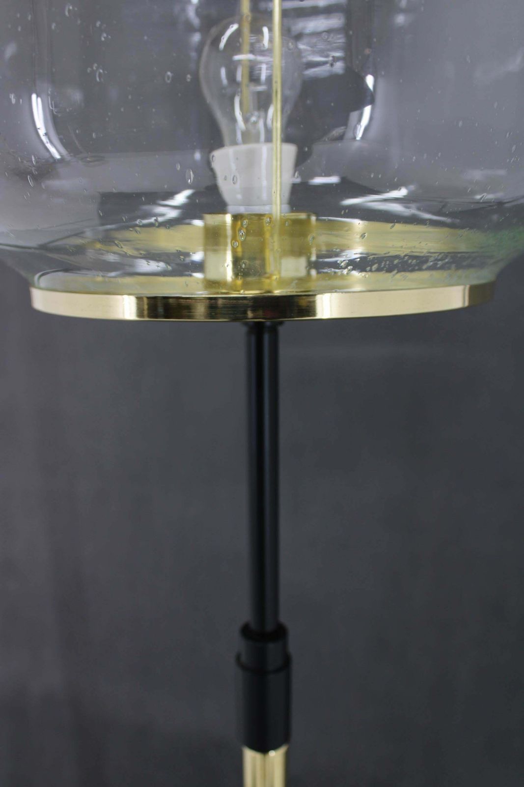 photo vintage 1970s Pair Of Glass Brass Floor Lamps By Kamenicky Senov , Czechoslovakia