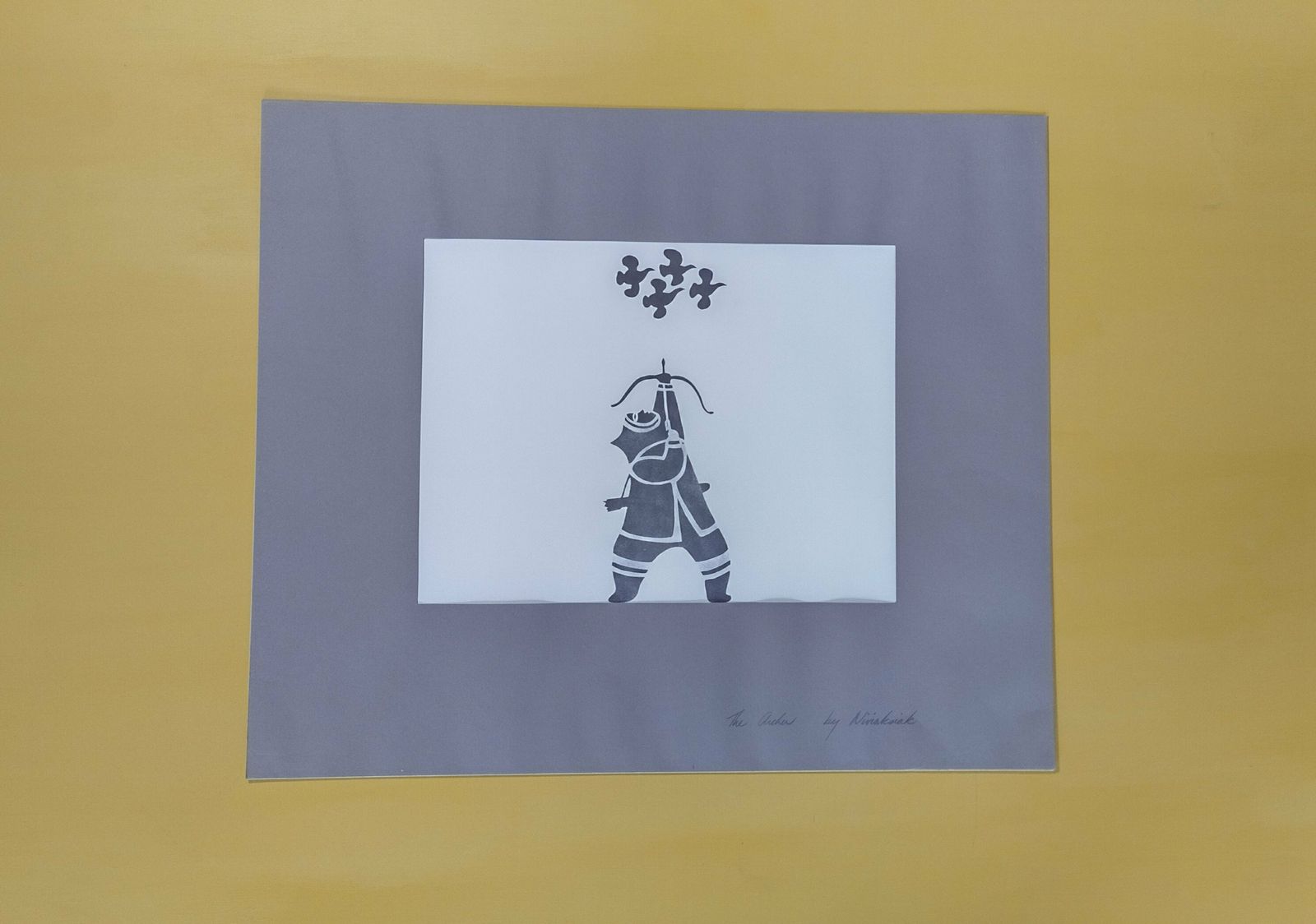 Inuit Artist Niviaksiak The Archer 1960s Official Limited Edition Print photo furniture